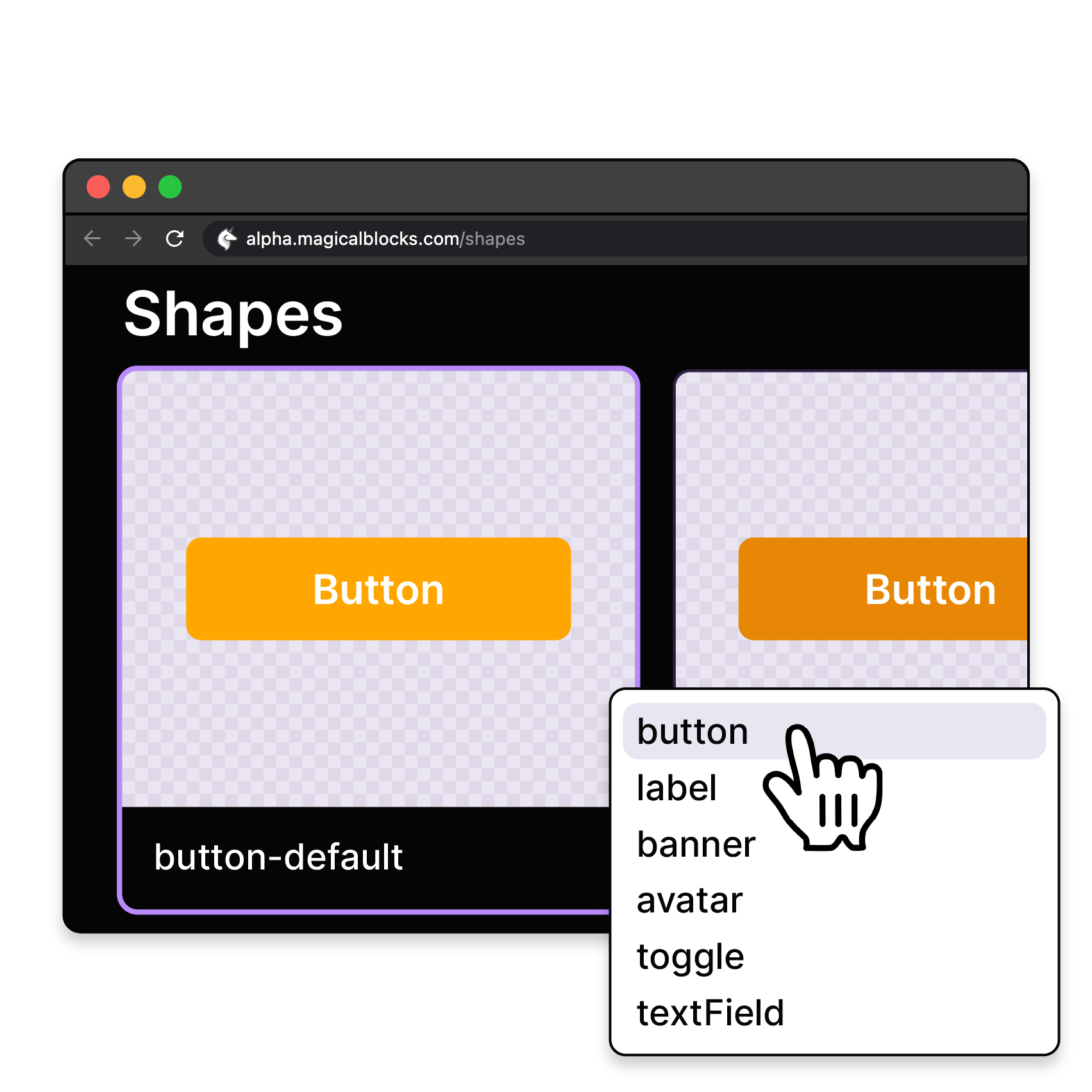 Organize shapes in the Magical Blocks dashboard